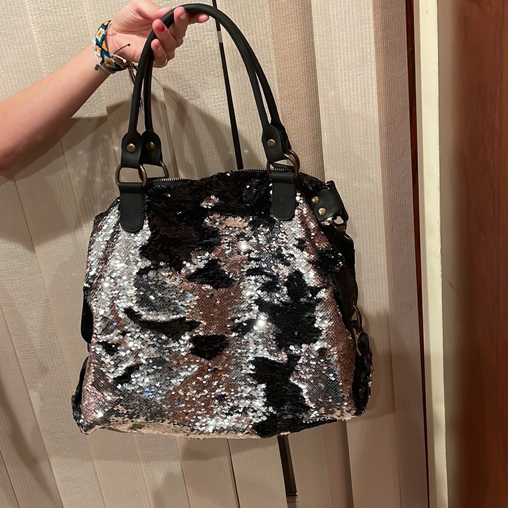 **Borse In Pelle Genuine leather made in Italy (Rare Sequin Large Bag**